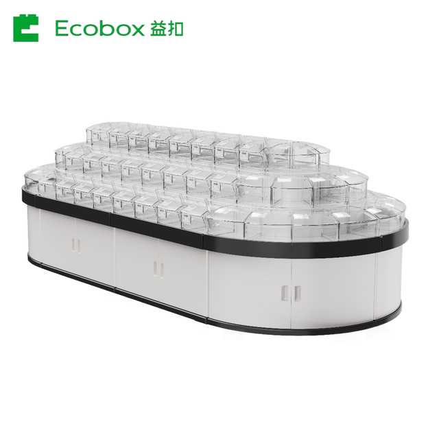 Горячая тенденция GT-01/02 Комбинированная трехслойная пластиковая витрина для супермаркета или розничного магазина