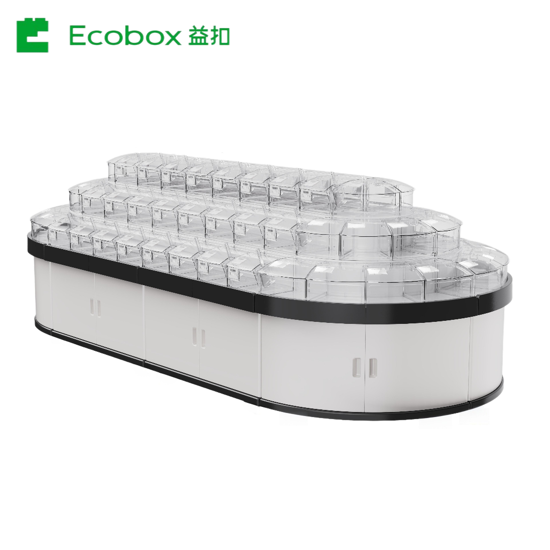 Горячая тенденция GT-01/02 Комбинированная трехслойная пластиковая витрина для супермаркета или розничного магазина