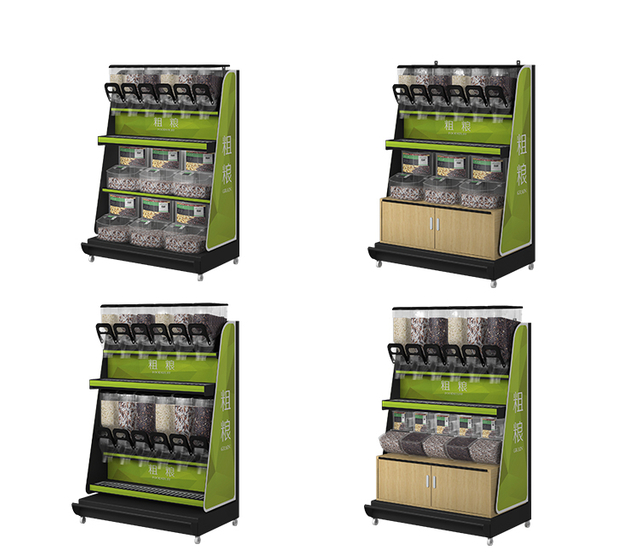 EK-026-4 Железные дисплеи с гравитационным диспенсером и мусорными банками 